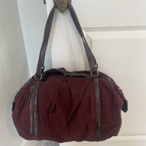 Vintage HOBO International Nylon and Leather Plum Shoulder Bag